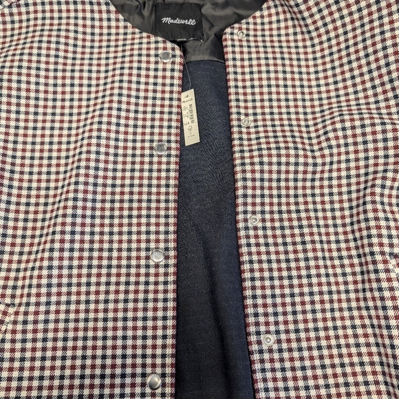 NWT - Madewell Women's Suiting Bomber Jacket - Yarn Dyed Plaid Checkered - XXL - Picture 11 of 12